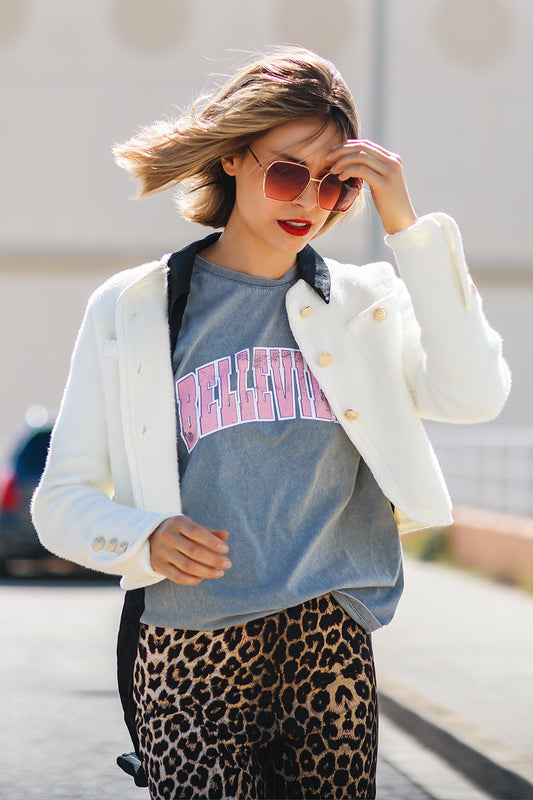 Cardigan extra doux et moelleux de haute qualité en écru