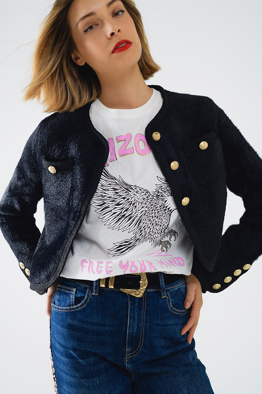 Cardigan extra doux et moelleux de haute qualité en noir