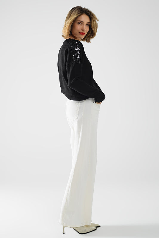 Pantalon extra-large de couleur crème