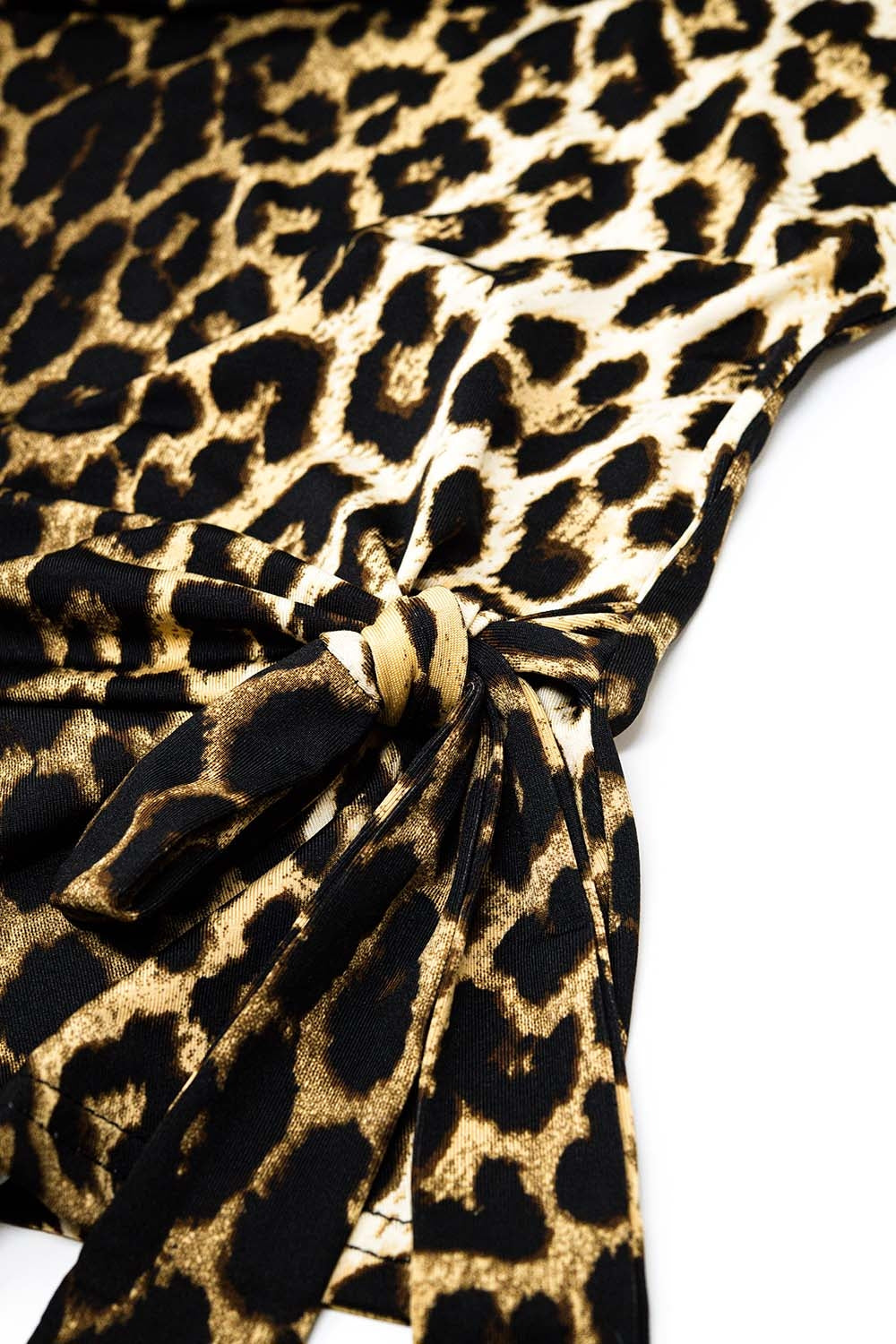 T-shirt Spandex imprimé léopard avec nœud