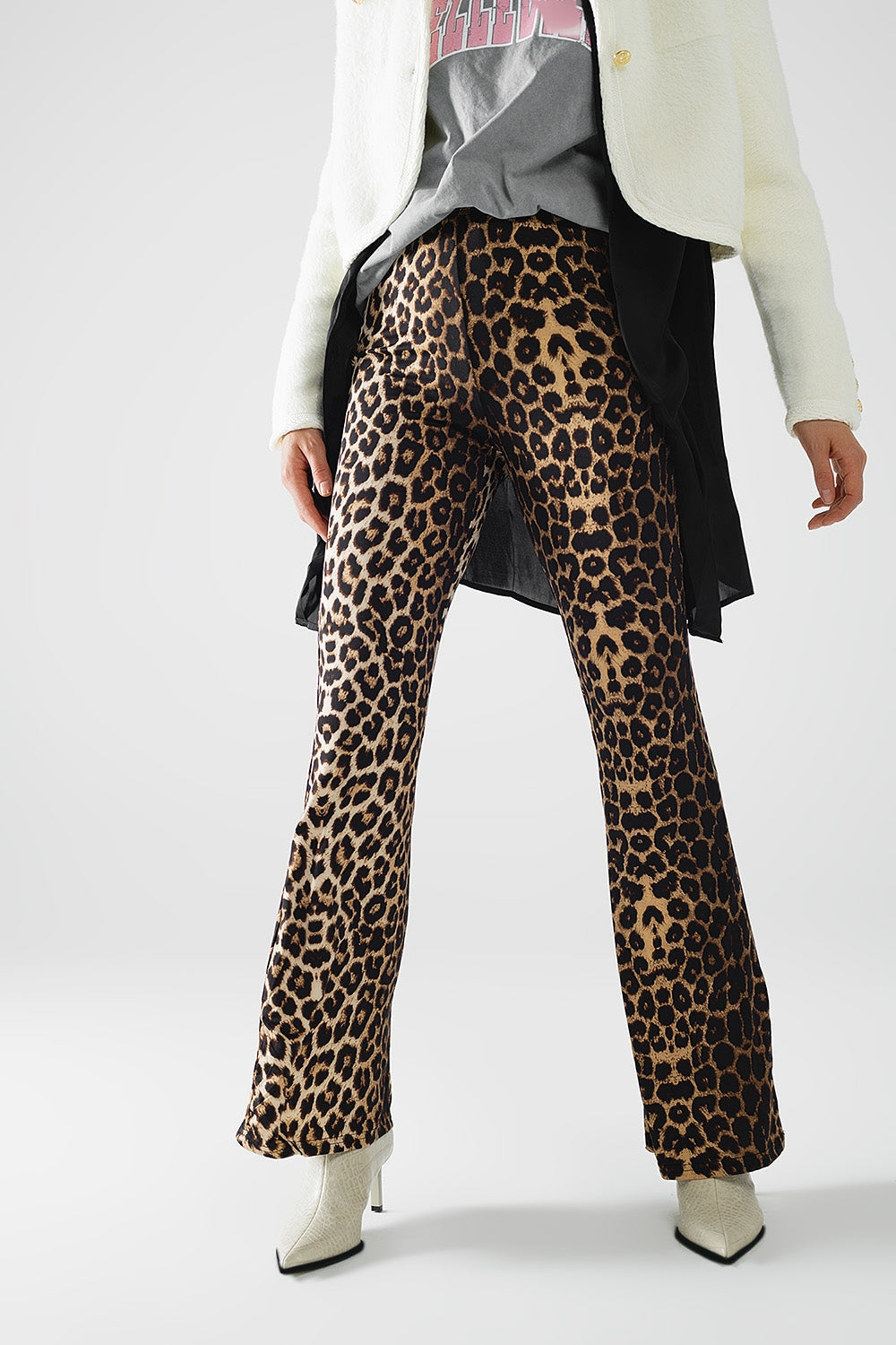 Leggings évasés en Spandex à imprimé léopard