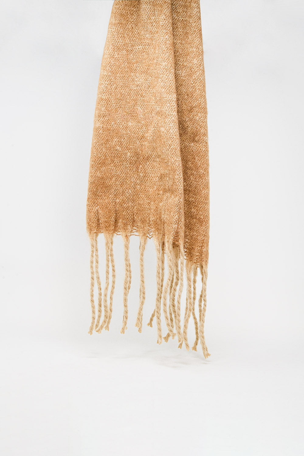 Écharpe rayée à franges beige