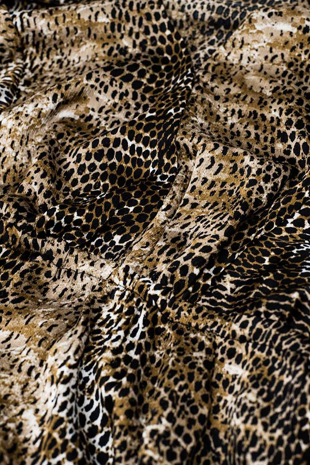 robe en mousseline de soie à imprimé léopard marron