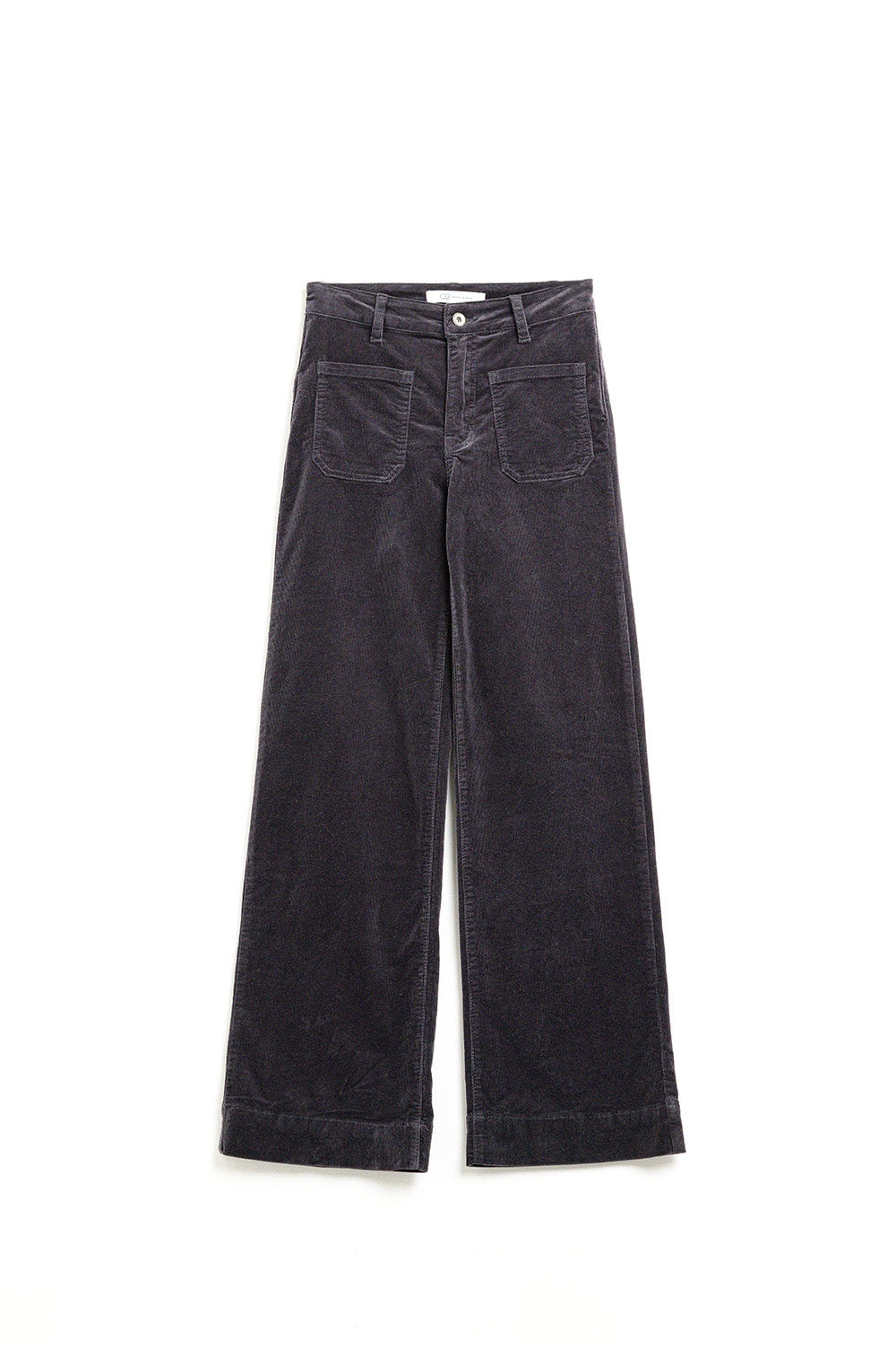 Jeans à jambe droite en velours côtelé gris foncé avec poches