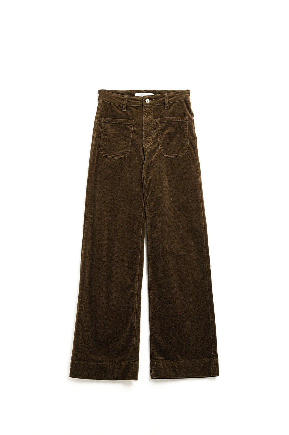 Jeans à jambe droite en velours côtelé marron avec poches