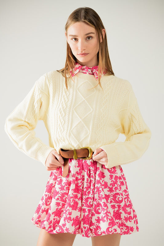 Pull en maille douce crème avec motif de câbles