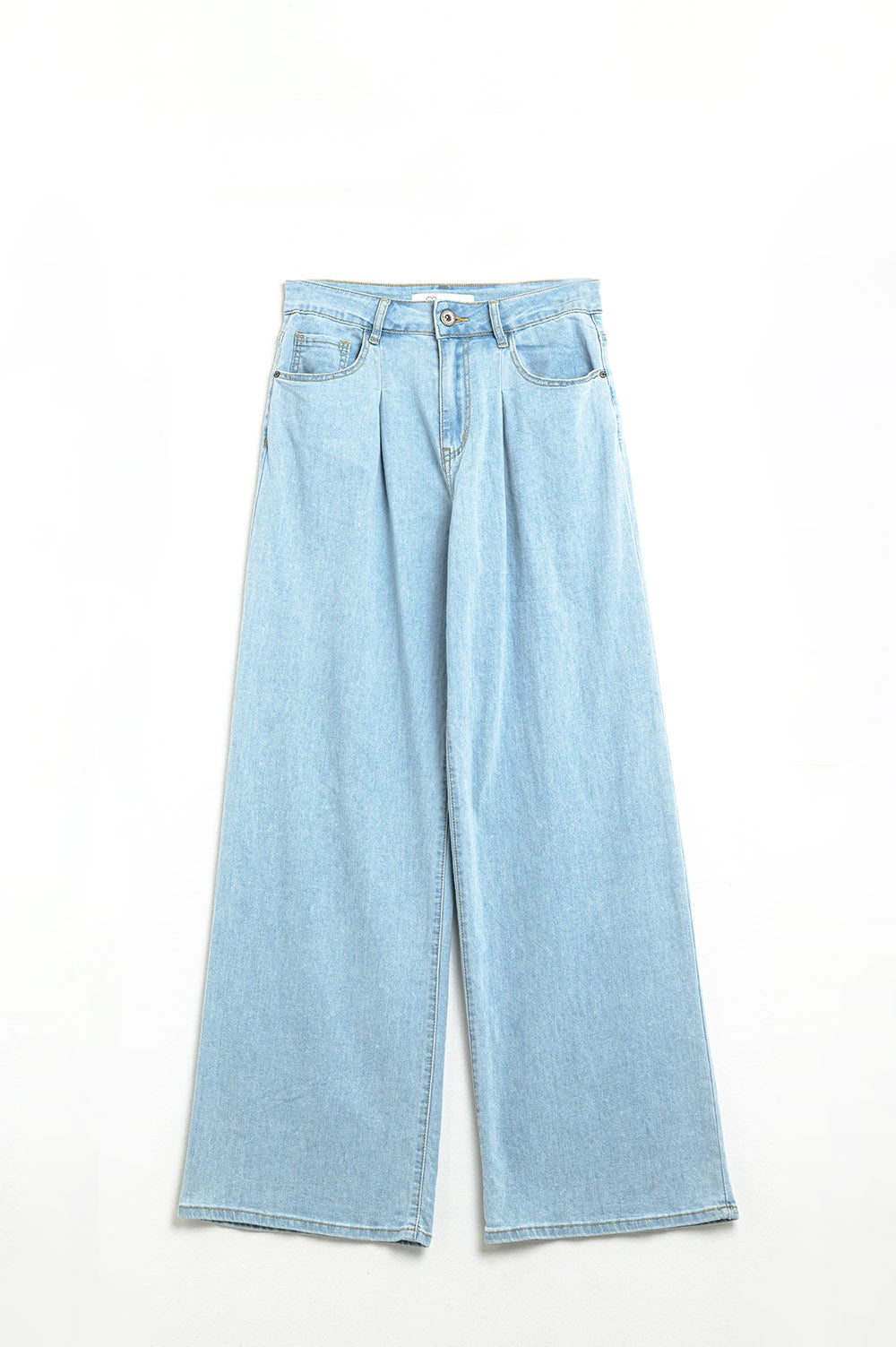 Jean large à plis bleu clair