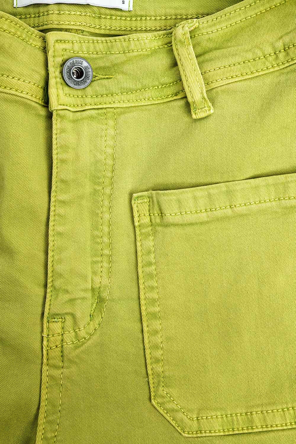 Jeans à jambes droites avec poches avant vert lime