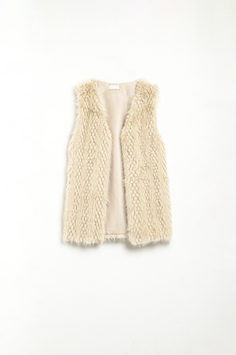 gilet en fourrure fine beige