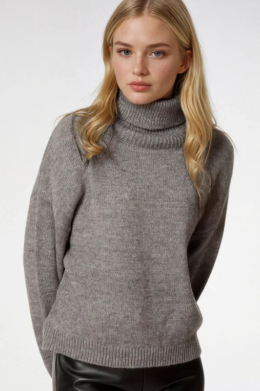 Pull-over gris ample à manches tombantes