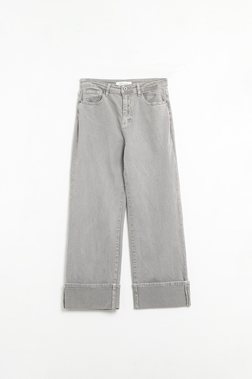 Pantalon droit à ourlet court en gris