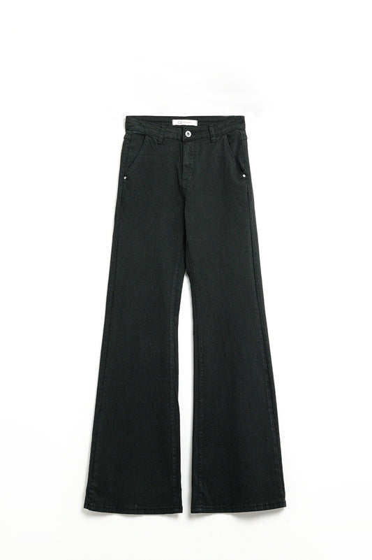 Pantalon Évasé Noir Confortable et Extensible
