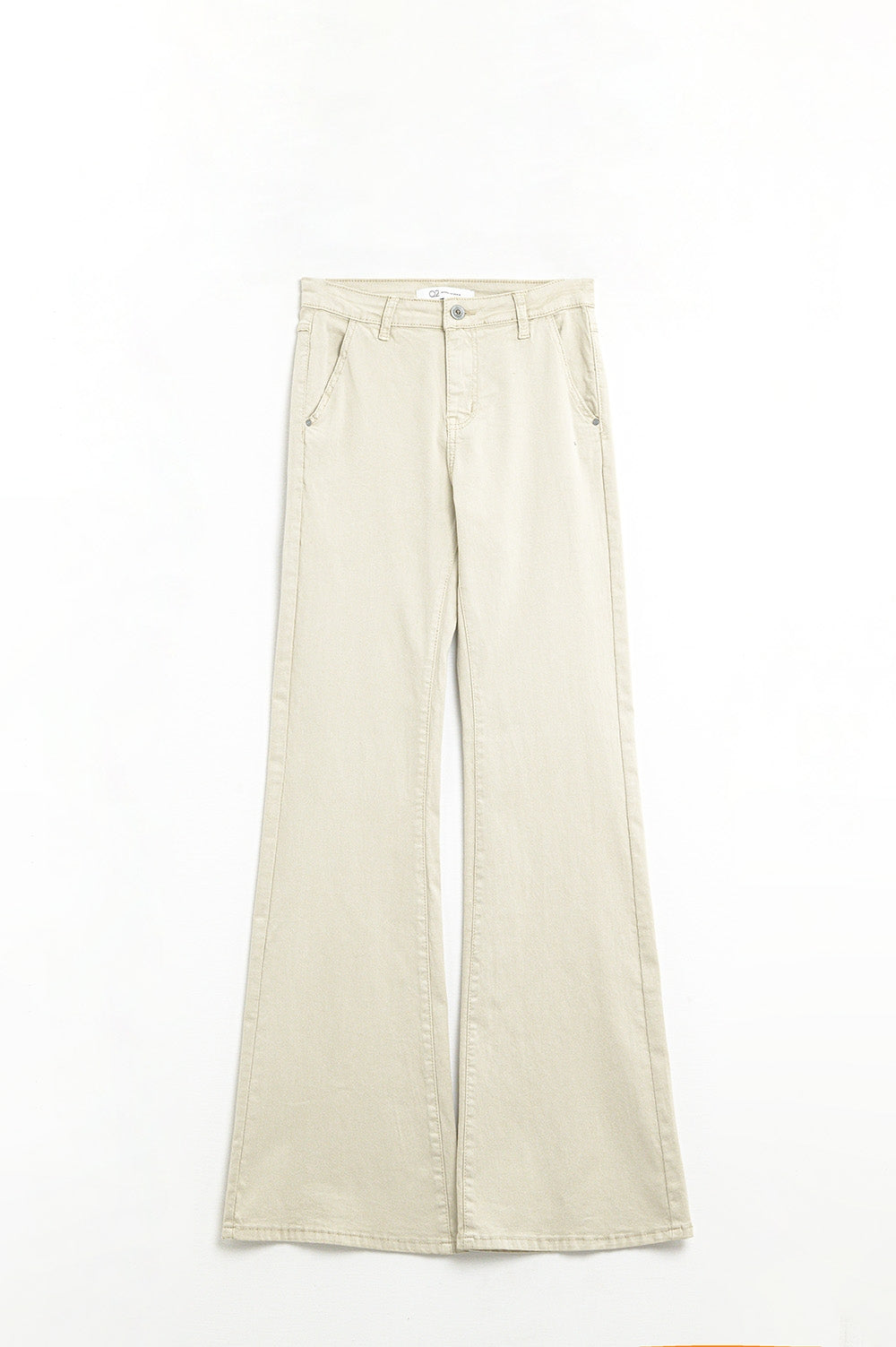 Pantalon évasé beige confortable et extensible