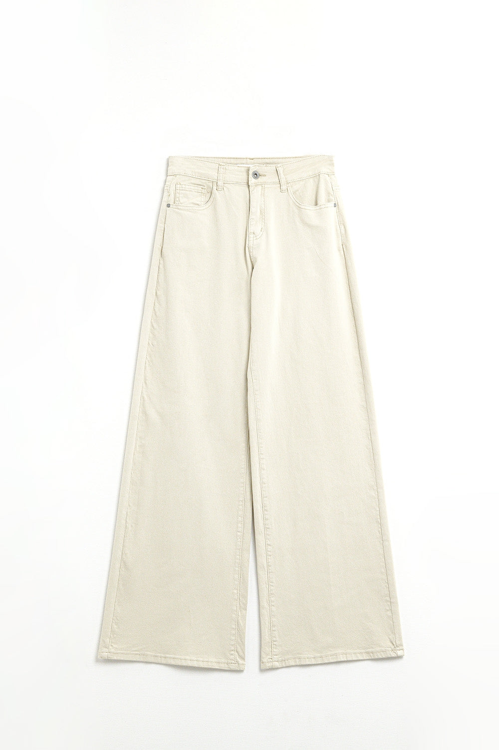 Pantalon Beige Droit à jambes larges