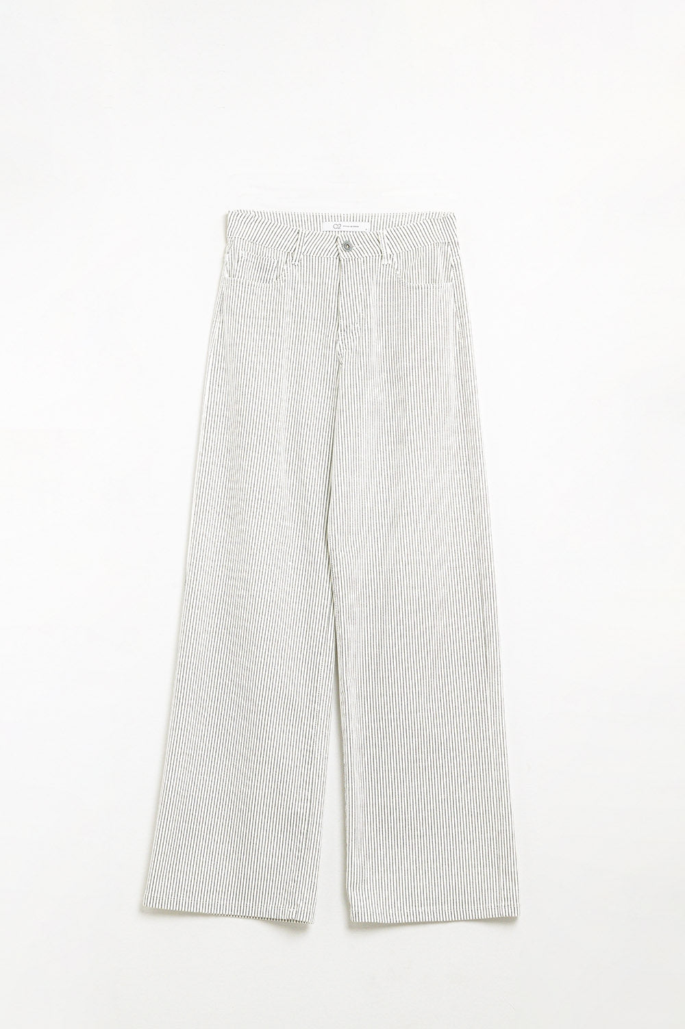 Pantalon rayé à jambe droite en tissu extensible