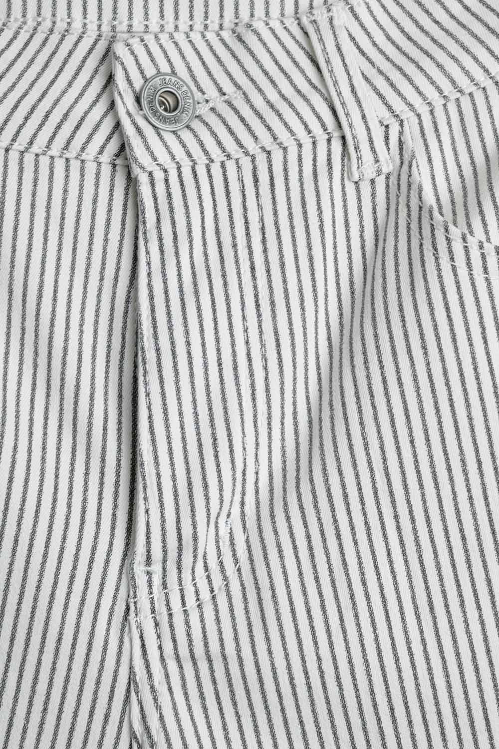 Pantalon rayé à jambe droite en tissu extensible