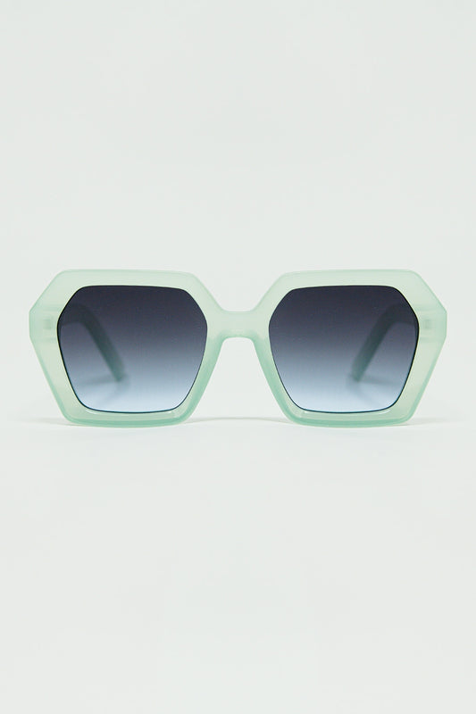 Lunettes de soleil Mirage carrées vertes de couleur Aqua