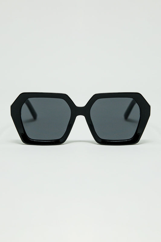 Lunettes de soleil à monture géométrique en noir
