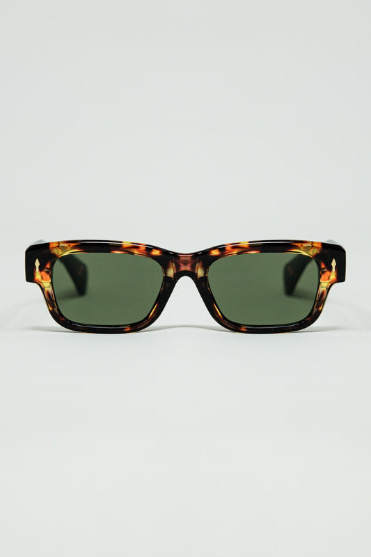 Lunettes de soleil ambrées avec verres ovales vert foncé