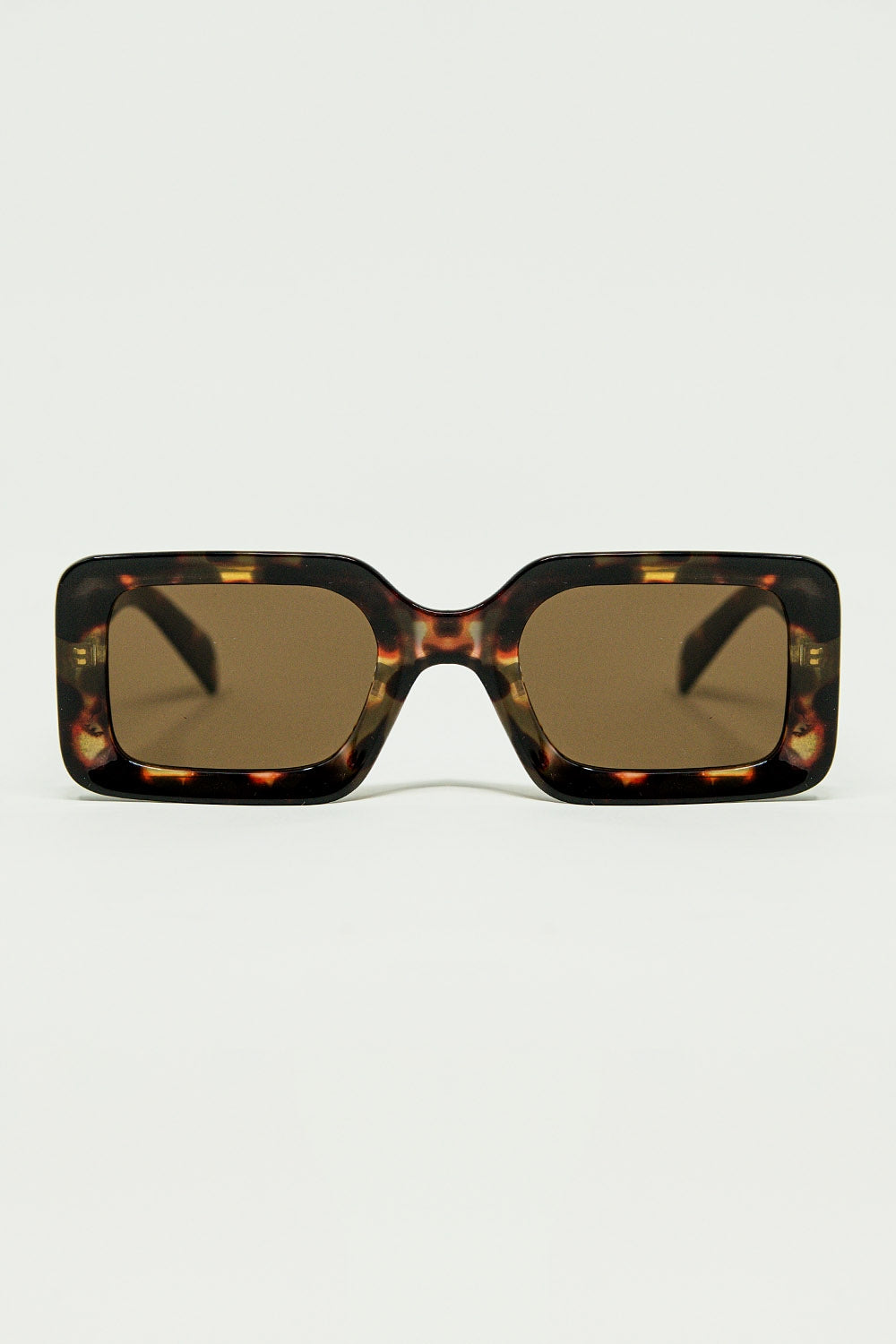 lunettes de soleil carrées avec imprimé abstrait marron