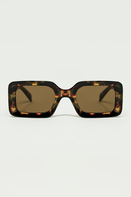lunettes de soleil carrées avec imprimé abstrait marron