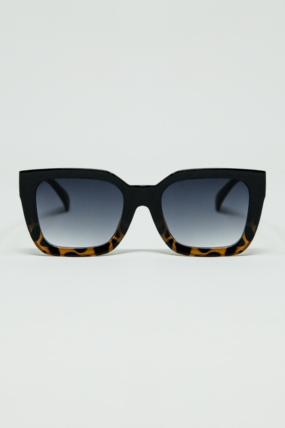 Lunettes de soleil carrées marron avec dégradé en imprimé animalier