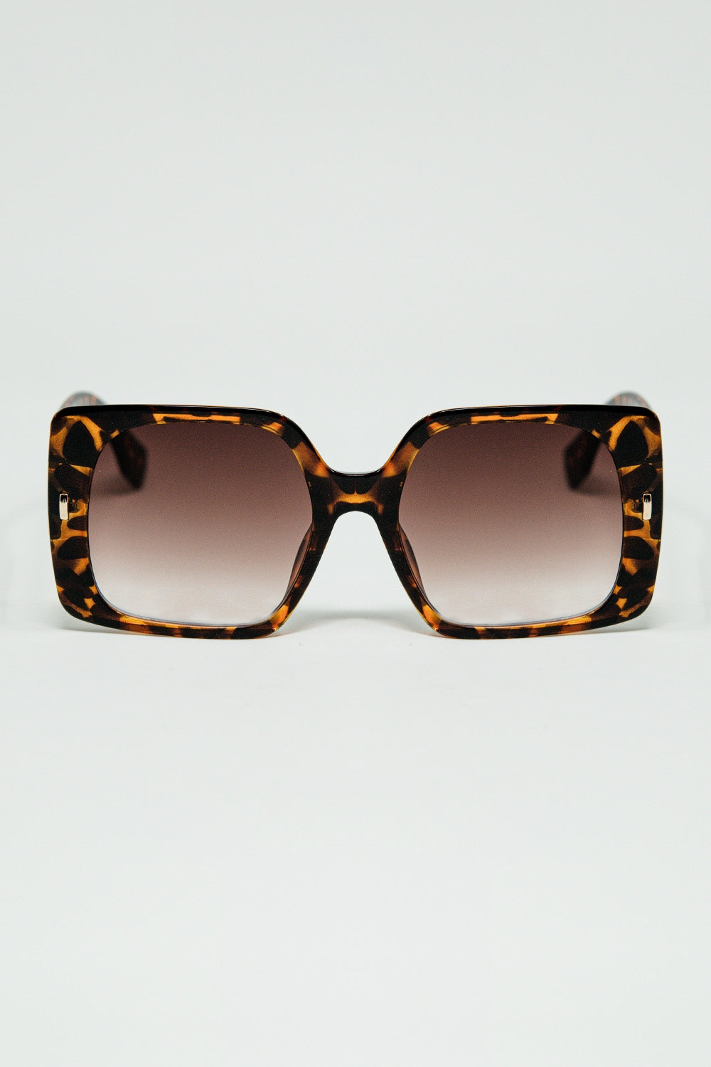 lunettes de soleil carrées à imprimé tigre avec détails dorés sur le côté