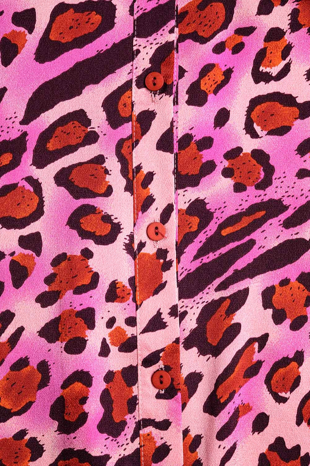 Chemise Boutonnée Imprimé Léopard Fuchsia