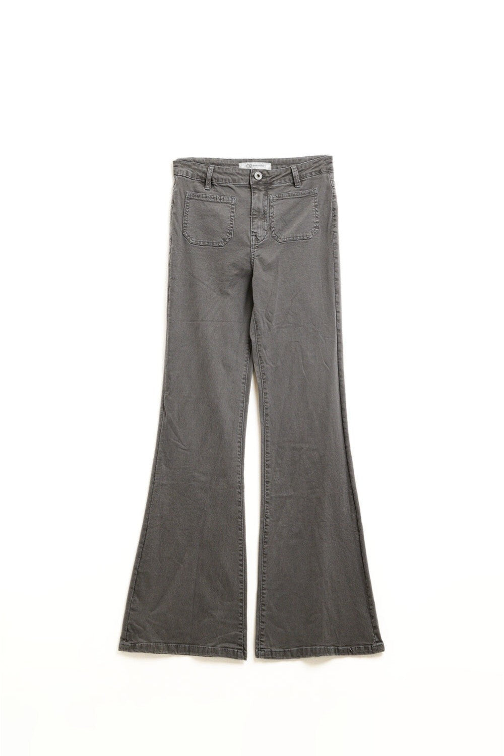 Jeans évasés skinny gris foncé avec poches sur le devant