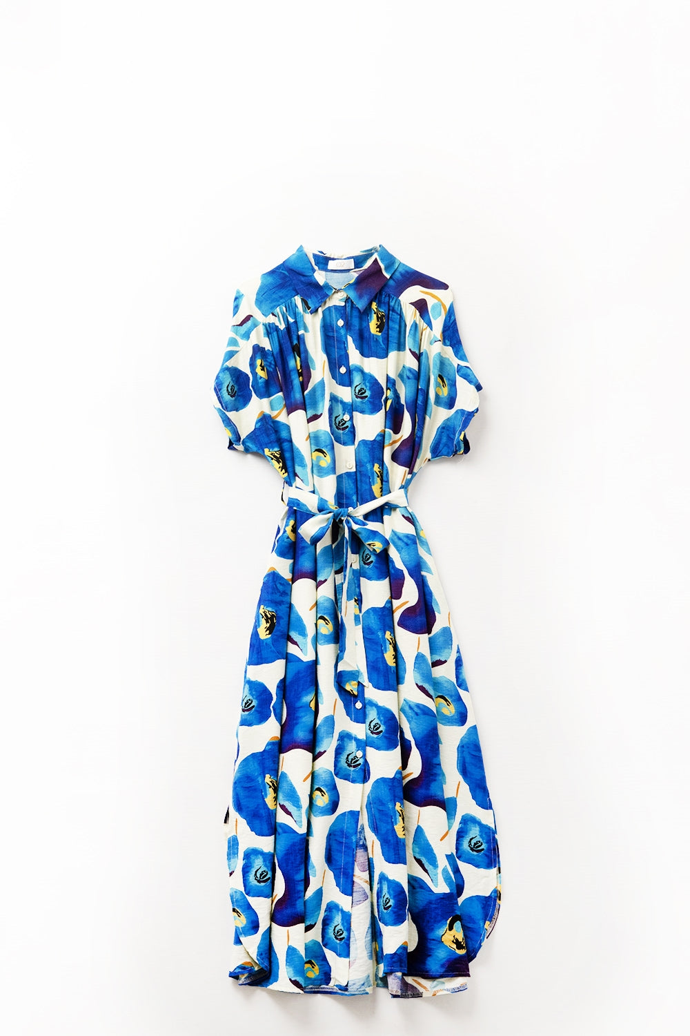 Robe Floral Bliss dans les tons bleu cyan et jaune