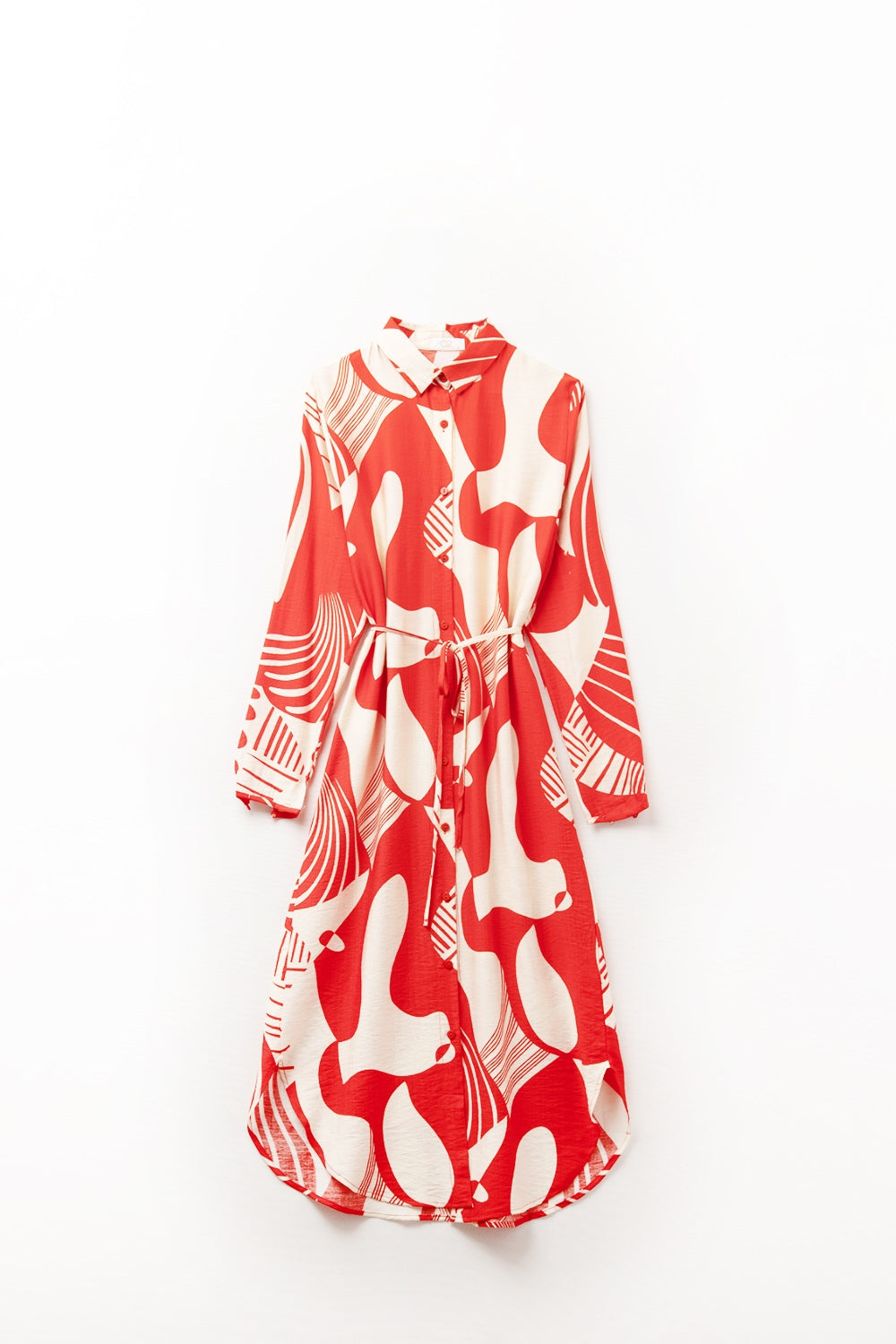 robe boutonnée à imprimé abstrait rouge