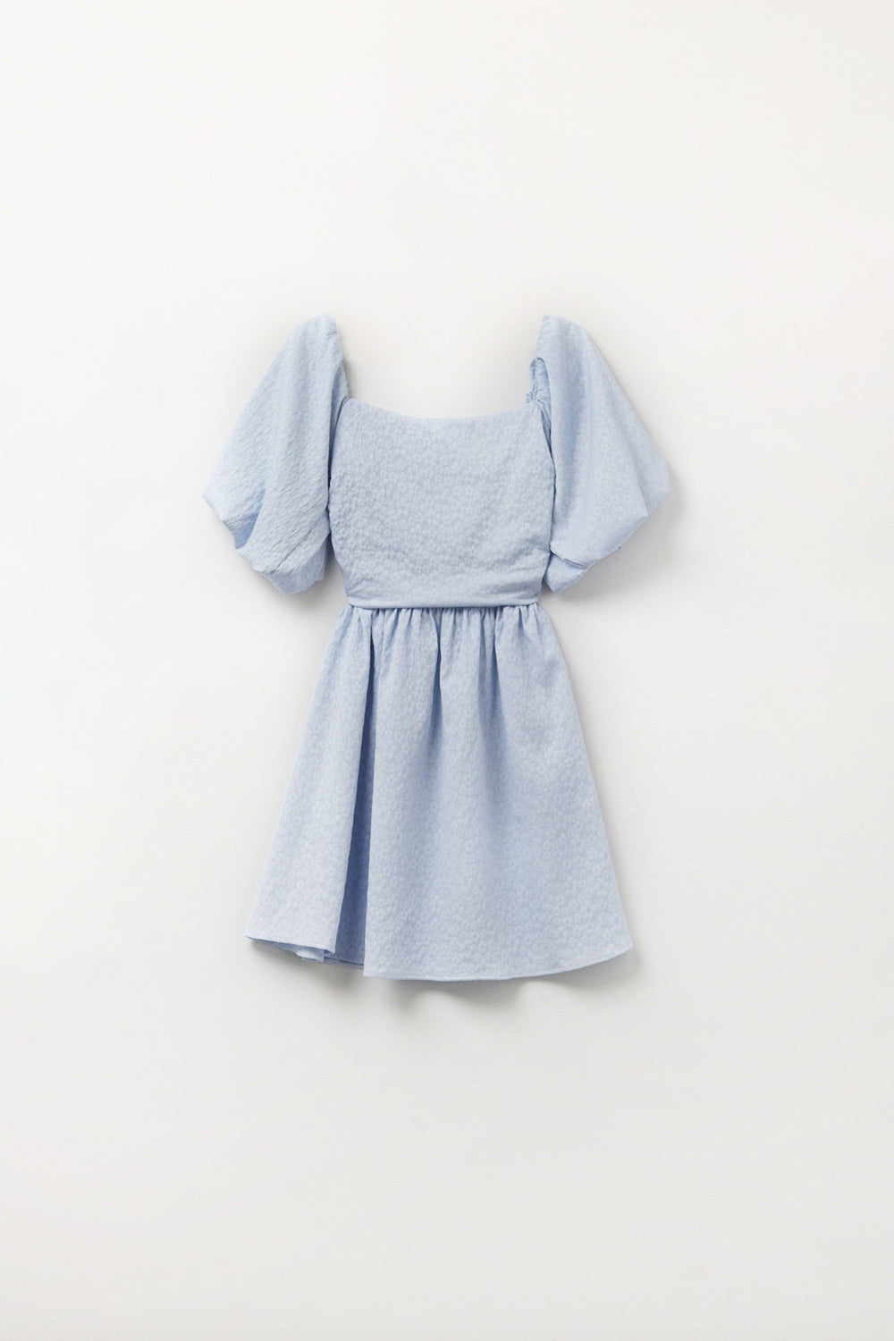 Mini robe texturée à manches bouffantes en bleu clair