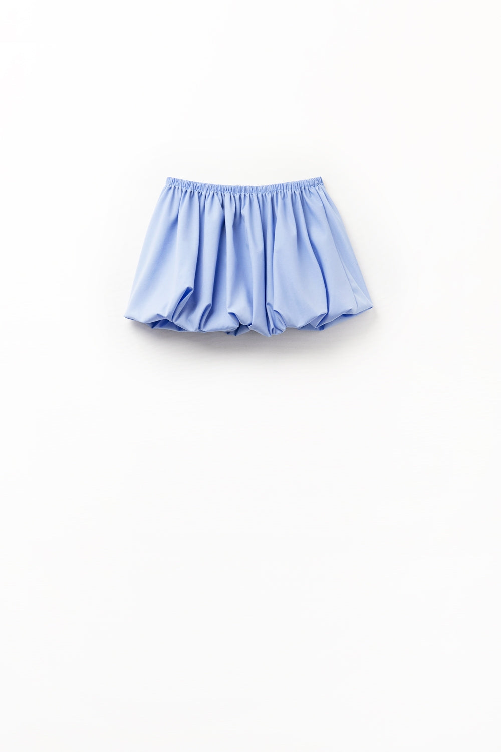 jupe courte ballon en popeline bleue