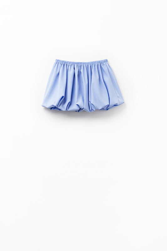 jupe courte ballon en popeline bleue