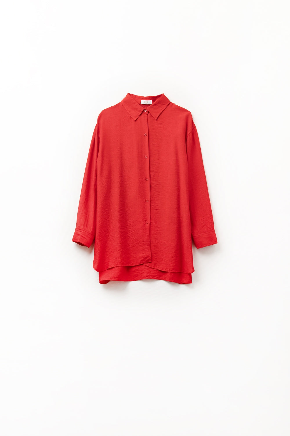 Chemise rouge à coupe décontractée Manches 3/4 et ourlet plongeant