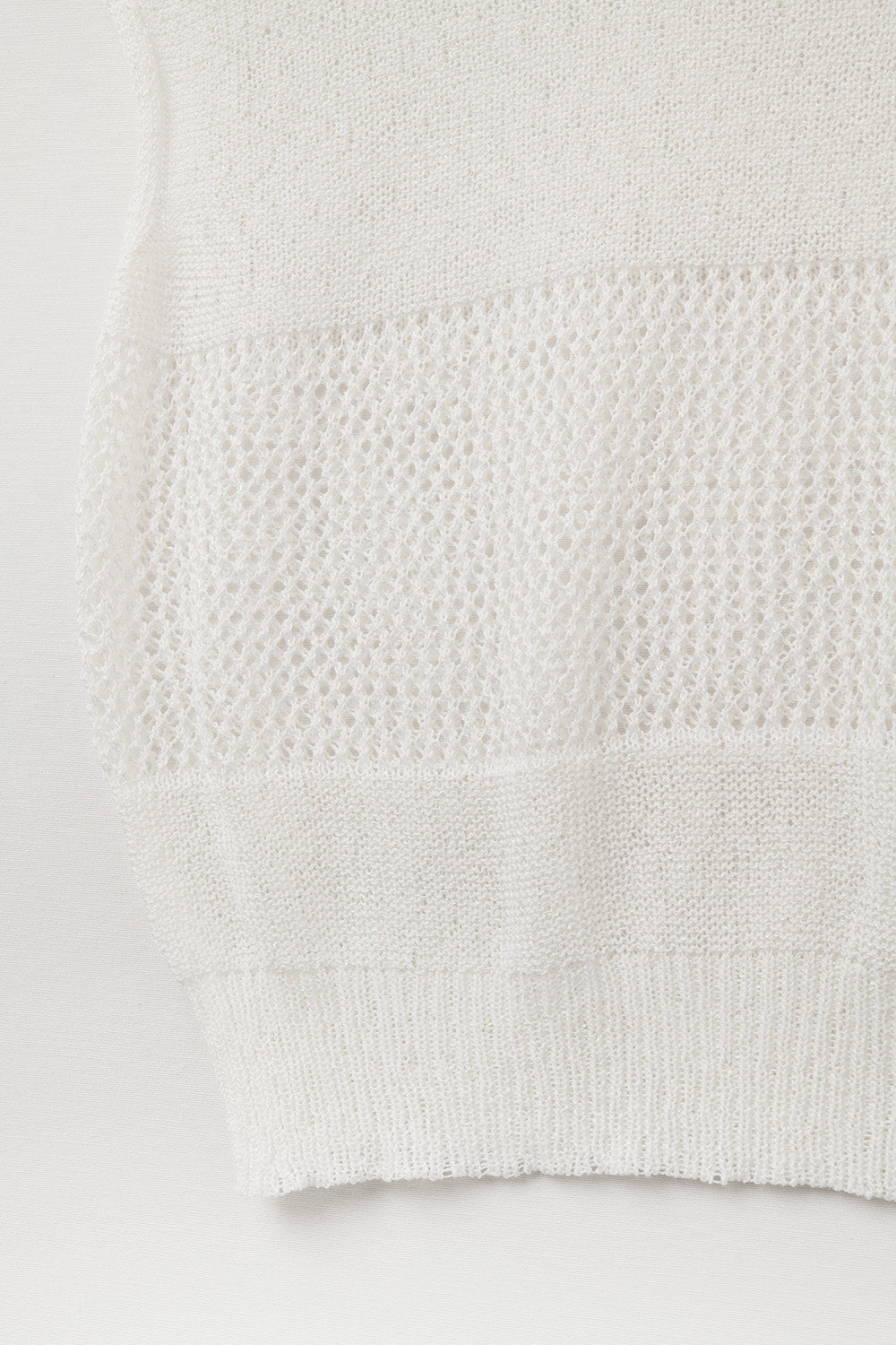 Pull léger à manches courtes en maille ajourée blanc