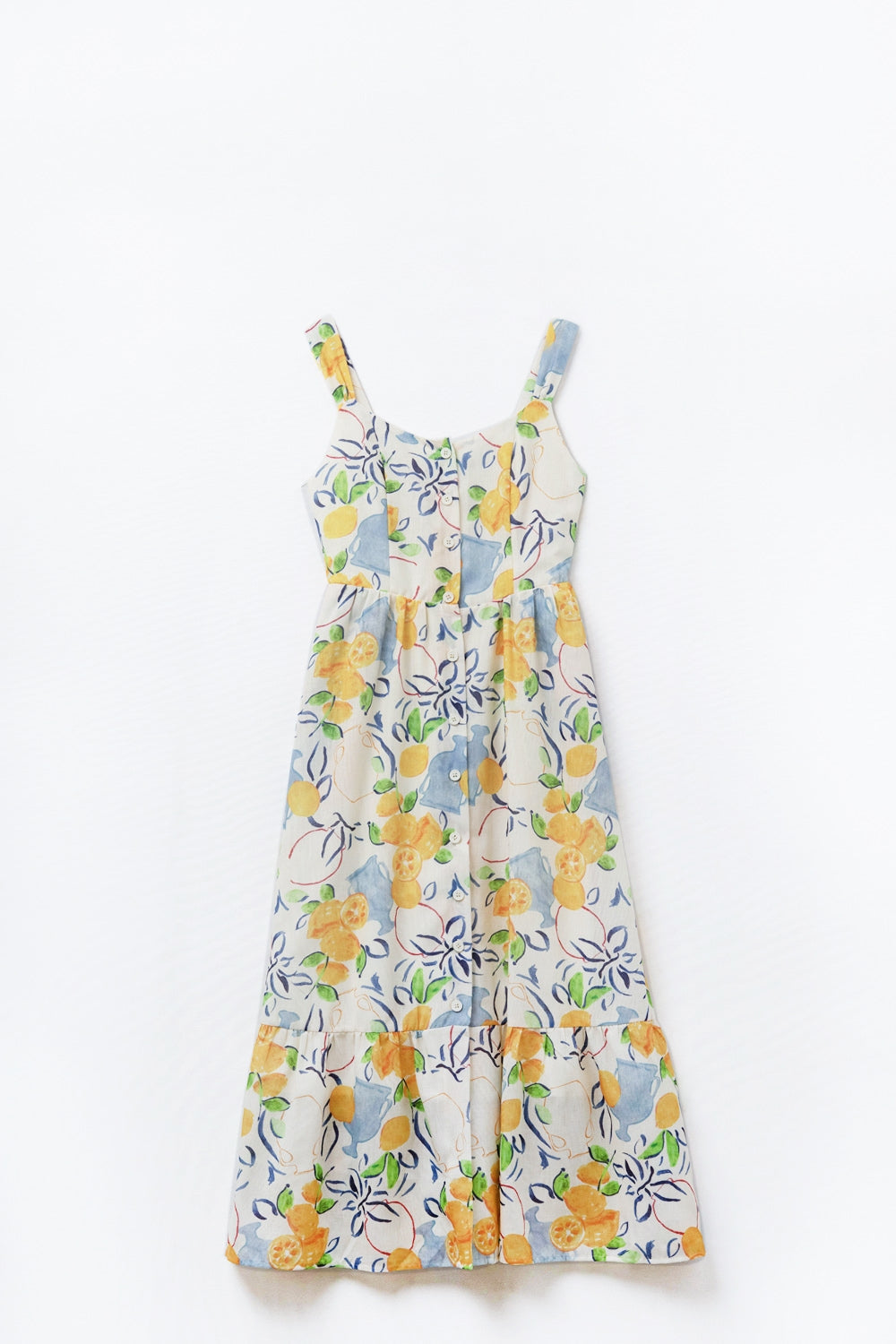robe maxi blanche sans bretelles avec imprimé citron