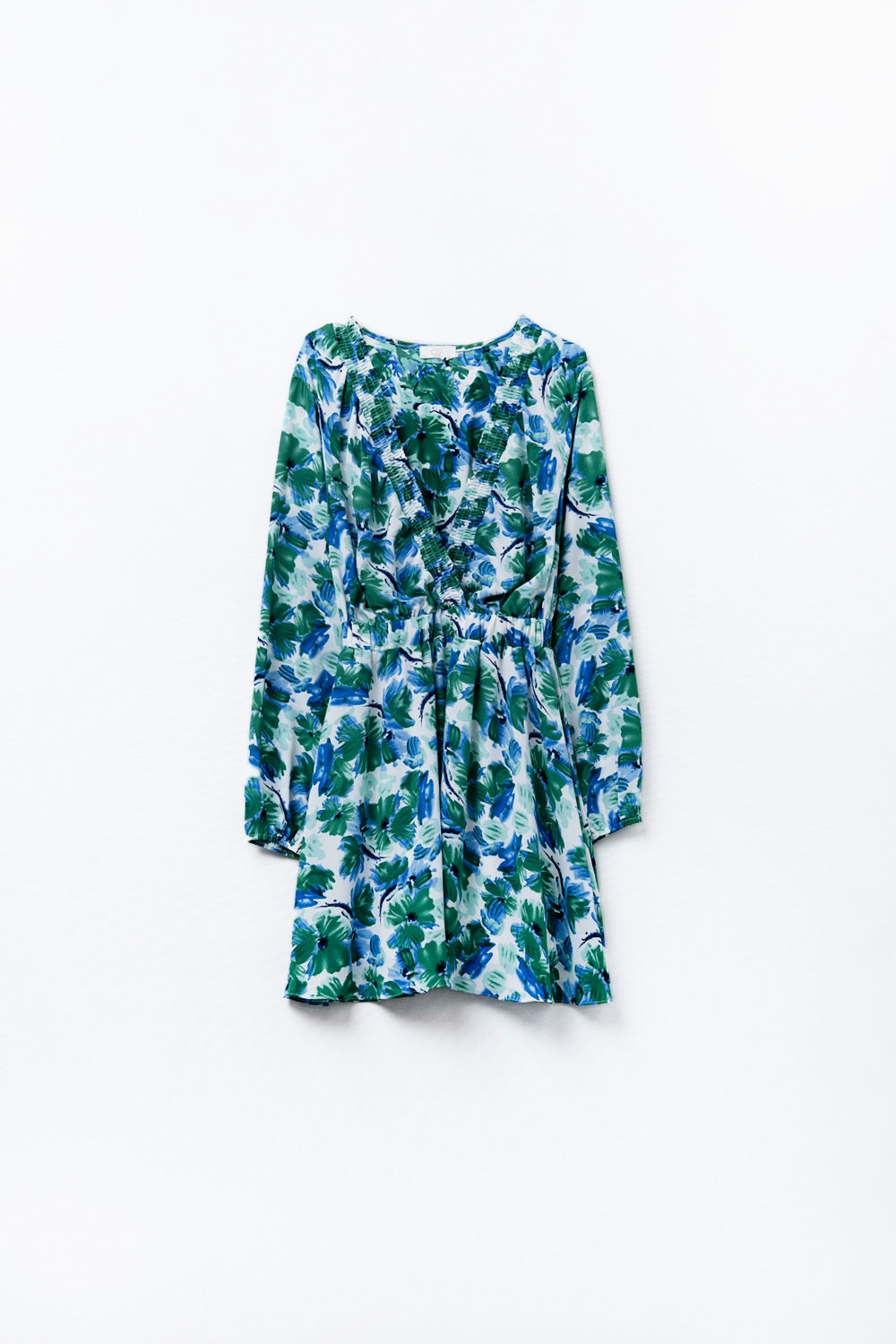 robe courte avec un large col en V et un imprimé floral