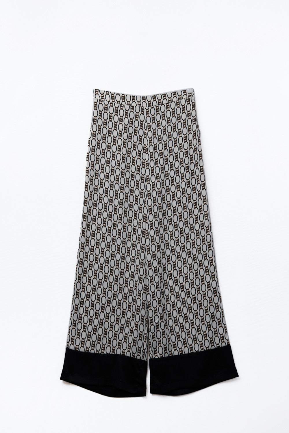 Pantalon imprimé à jambe large avec motif de chaîne