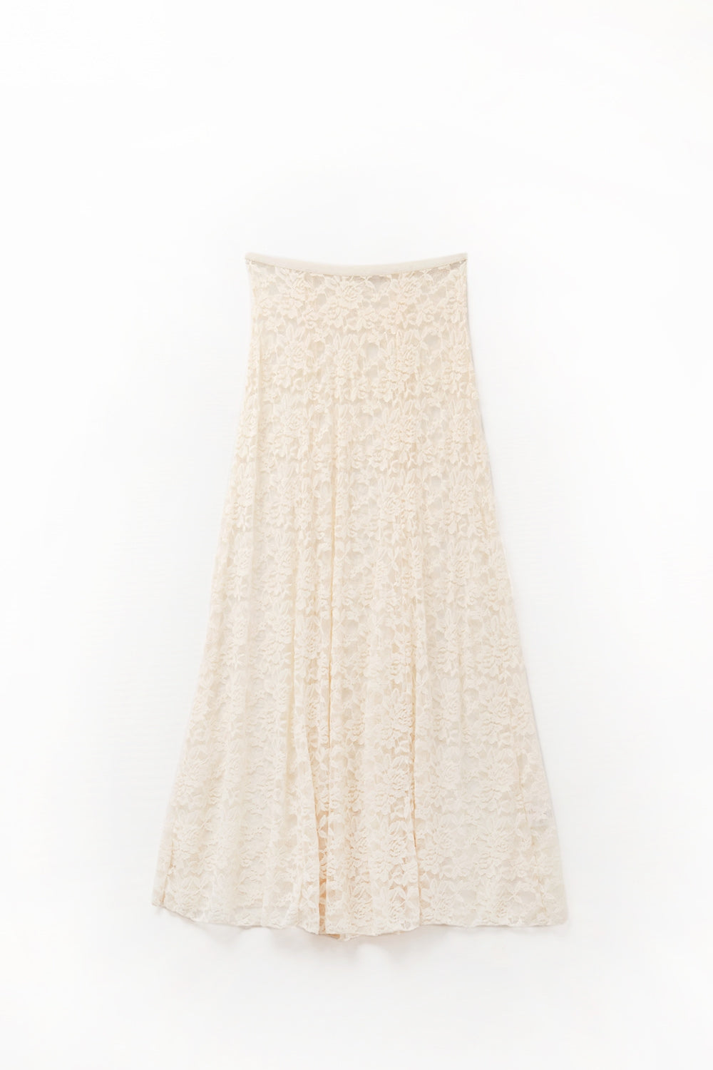 Jupe maxi en dentelle beige avec motif floral