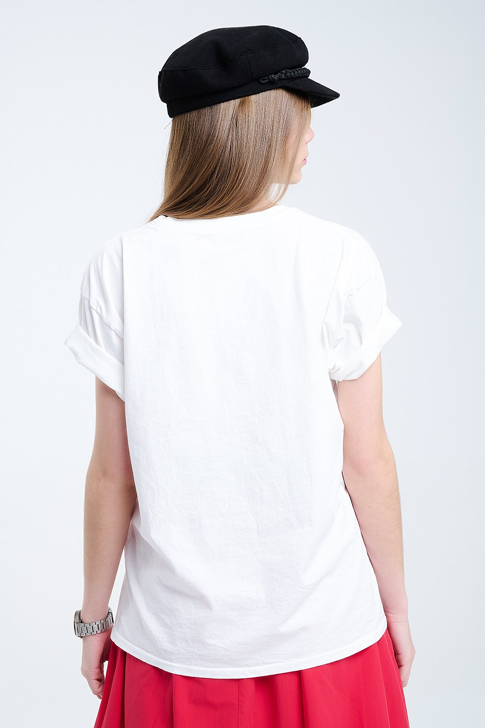 T-shirt blanc décontracté avec imprimé graphique Rebel et Lips