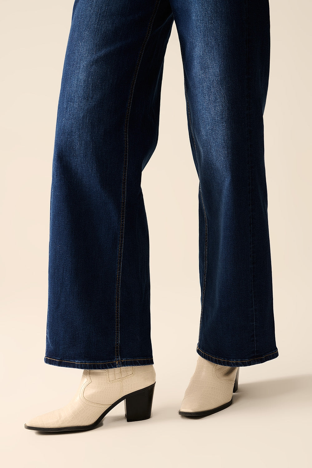 jeans en denim extensible à jambe large lavés foncés