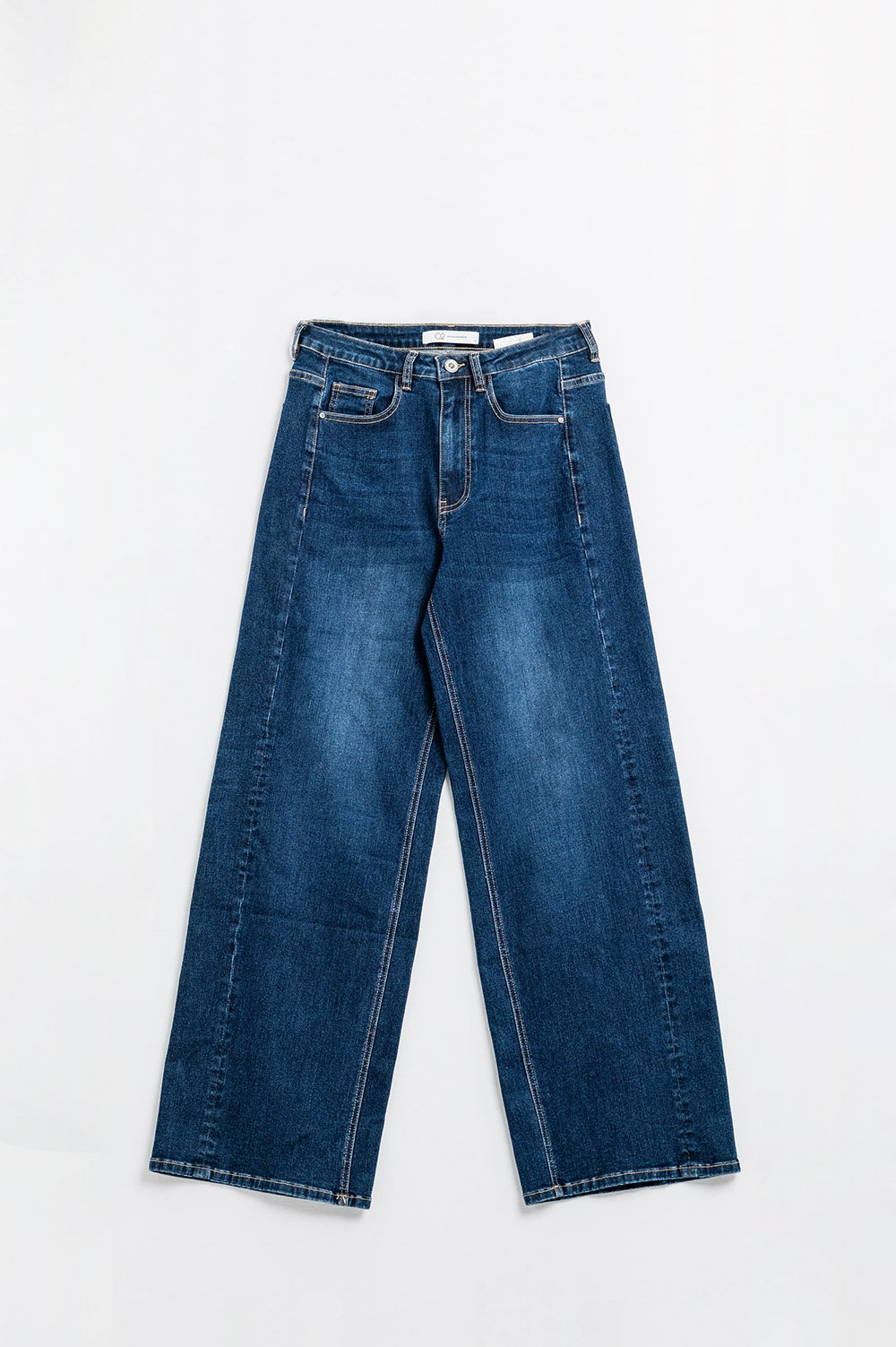 jeans en denim extensible à jambe large lavés foncés