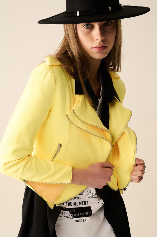 Veste jaune avec détails à fermeture éclair