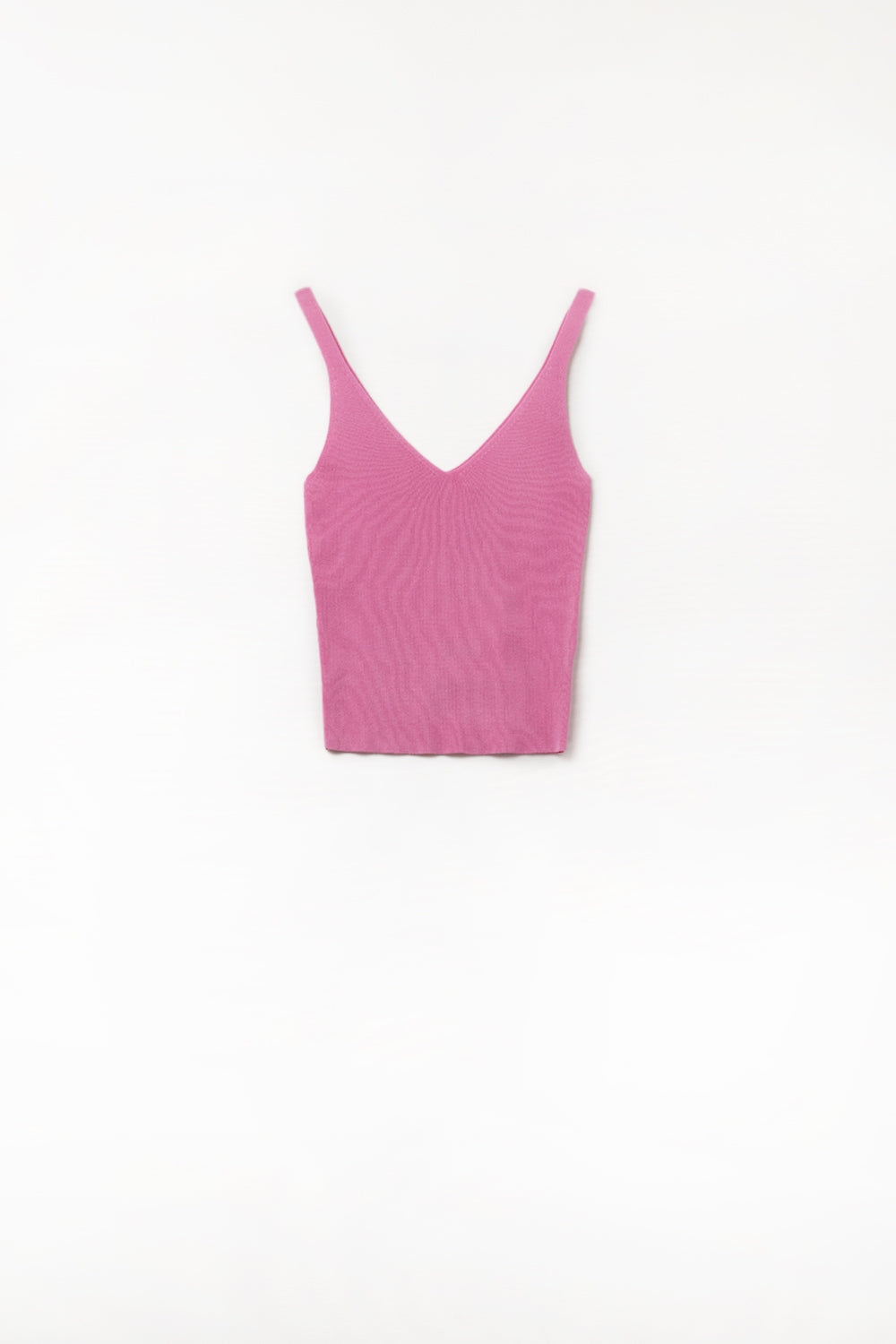 Débardeur Confortable en Maille Côtelée Fuchsia
