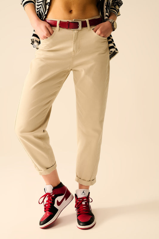 Pantalon droit stretch super confortable en beige