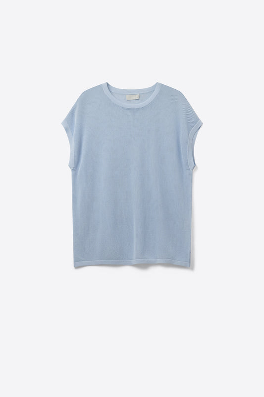 pull en maille à carreaux couleur bleu bébé
