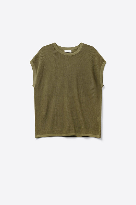 Pull en maille filet couleur kaki
