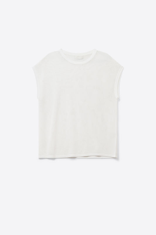 pull en maille quadrillée de couleur blanche