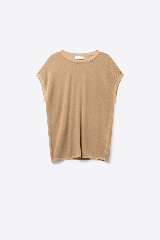 pull en maille à carreaux couleur camel